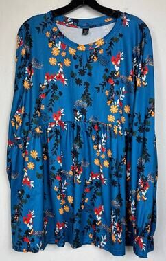 Shein Curve Blue Long Sleeve Blouse Women's 3XL